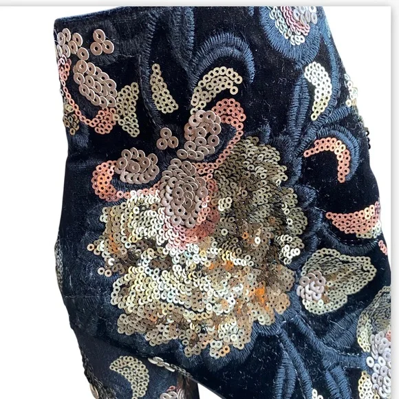 Aldo Velvet Sequin Black Ankle Boots Size 9 - Picture 5 of 11